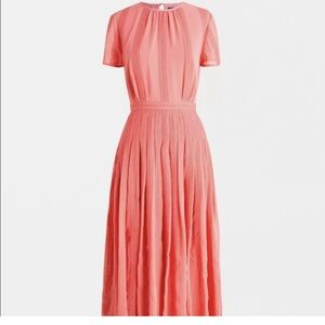 New J Crew cowl Pink embroidered Chiffon Midi Dress size 6 Hard to Find